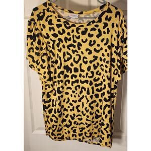 LuLaRoe Women’s XL Beige Black Leopard Print Short Sleeve Top